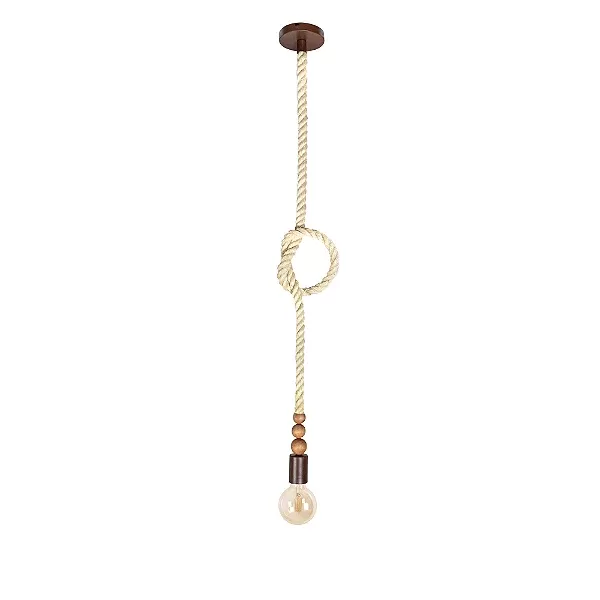 Pendente Sailor Wood Corda Sisal Marrom Gold 1,5M